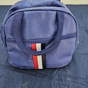 Navy Men's Carry Bag with Red-White-Black Stripe